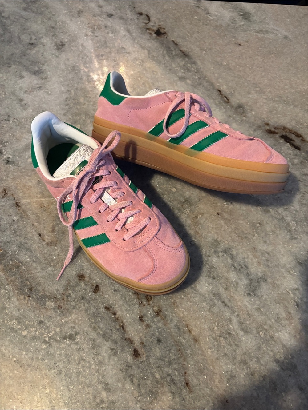Adidas Originals Gazelle Bold Platform Sneakers True Pink Green Size, 7.5